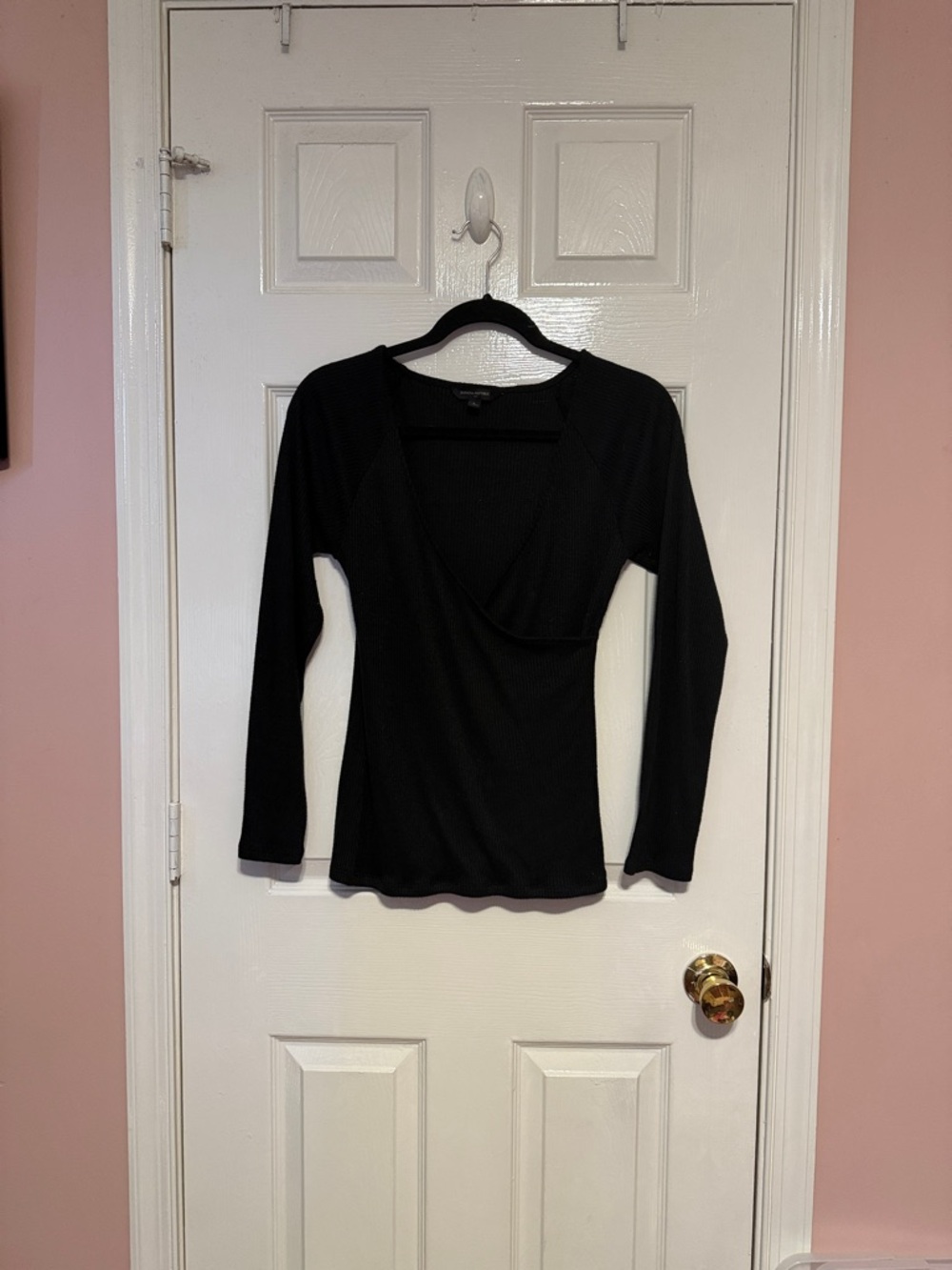 Banana Republic Black Long-Sleeve Wrap Top